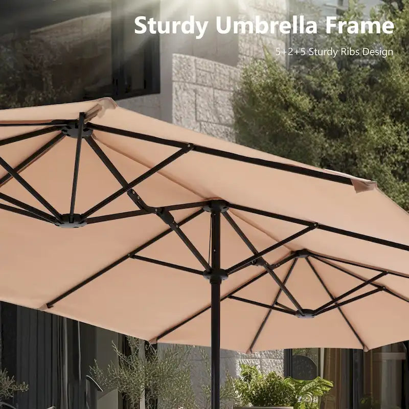 Ensemble de salle à manger d'extérieur 8 pièces en métal avec revêtement électrophorétique et parasol