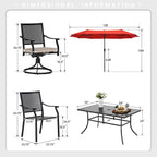 Ensemble de salle à manger d'extérieur 8 pièces en métal avec revêtement électrophorétique et parasol