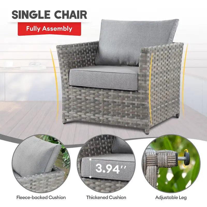 Ensemble de meubles de patio 13 pièces XIZZI avec foyer extérieur en osier