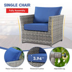 Ensemble de meubles de patio 13 pièces XIZZI avec foyer extérieur en osier