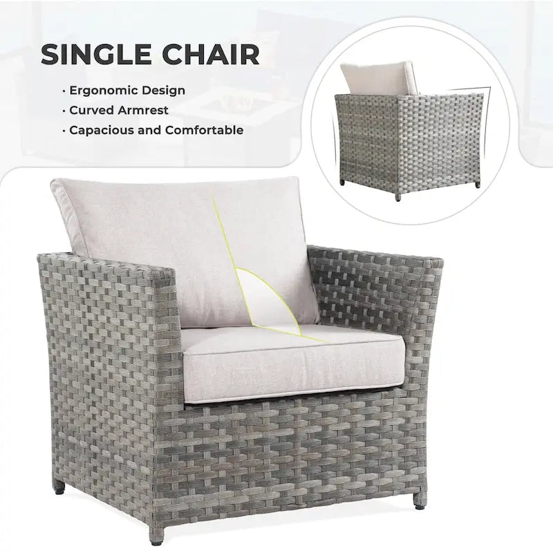 HOOOWOOO Ensemble de patio sectionnel en osier tressé à la main 9 pièces avec fauteuil pivotant à bascule
