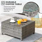 HOOOWOOO Ensemble de patio sectionnel en osier tressé à la main 9 pièces avec fauteuil pivotant à bascule