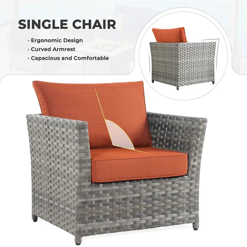 HOOOWOOO Ensemble de patio sectionnel en osier tressé à la main 9 pièces avec fauteuil pivotant à bascule