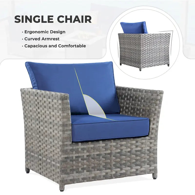 HOOOWOOO Ensemble de patio sectionnel en osier tressé à la main 9 pièces avec fauteuil pivotant à bascule