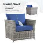 HOOOWOOO Ensemble de patio sectionnel en osier tressé à la main 9 pièces avec fauteuil pivotant à bascule