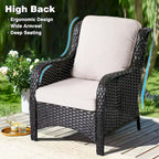 Ensemble de mobilier de patio en osier 6 pièces OVIOS avec table brasero de 30 po