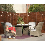 Ensemble de salle à manger en osier de 5 pièces pour patio avec 4 fauteuils