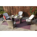Ensemble de salle à manger en osier de 5 pièces pour patio avec 4 fauteuils