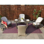 Ensemble de salle à manger en osier de 5 pièces pour patio avec 4 fauteuils