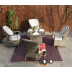 Ensemble de salle à manger en osier de 5 pièces pour patio avec 4 fauteuils