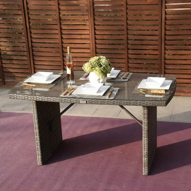 Ensemble de salle à manger en osier de 5 pièces pour patio avec 4 fauteuils