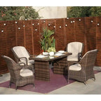 Ensemble de salle à manger en osier de 5 pièces pour patio avec 4 fauteuils