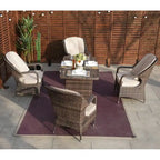 Ensemble de salle à manger en osier de 5 pièces pour patio avec 4 fauteuils