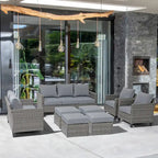Ensemble de mobilier de jardin canapé sectionnel 8 pièces
