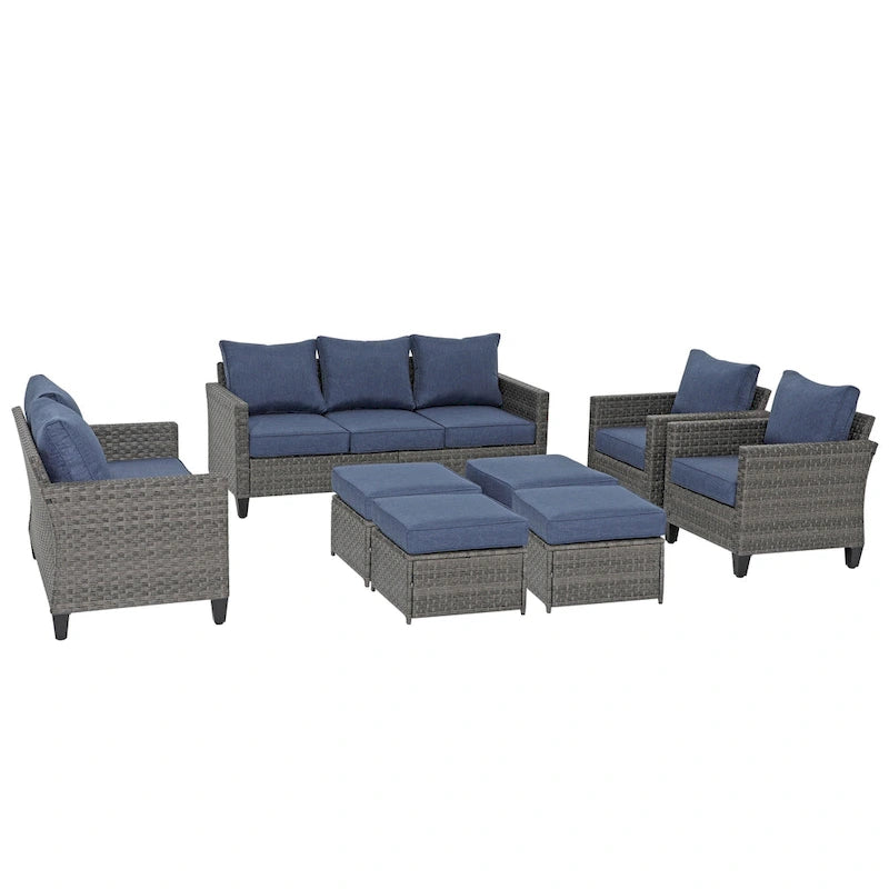 Ensemble de mobilier de jardin canapé sectionnel 8 pièces