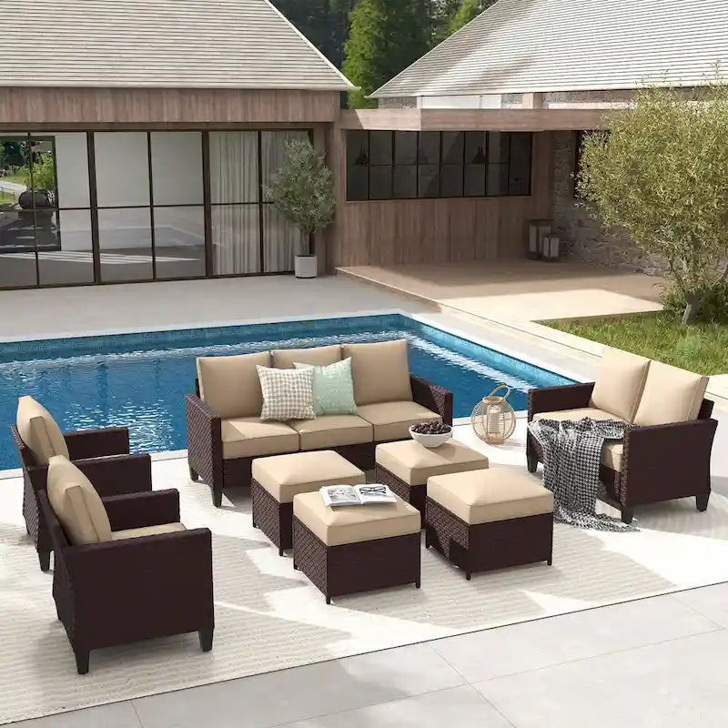 Ensemble de mobilier de jardin canapé sectionnel 8 pièces
