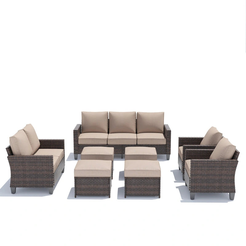 Ensemble de mobilier de jardin canapé sectionnel 8 pièces