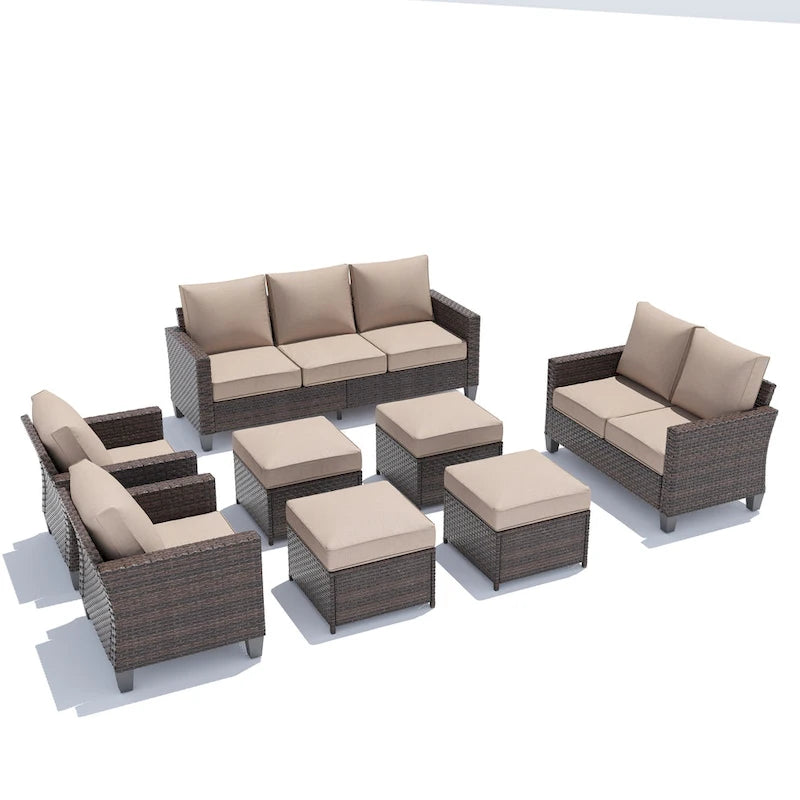 Ensemble de mobilier de jardin canapé sectionnel 8 pièces