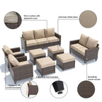 Ensemble de mobilier de jardin canapé sectionnel 8 pièces