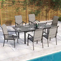 MAISON ARTS Ensemble de Salle à Manger d'Extérieur 7 Pièces / 9 Pièces avec Chaises Rembourrées en Textilène à Accoudoirs Ondulés et Table Extensible en Métal