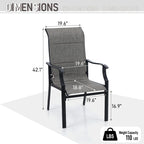 MAISON ARTS Ensemble de Salle à Manger d'Extérieur 7 Pièces / 9 Pièces avec Chaises Rembourrées en Textilène à Accoudoirs Ondulés et Table Extensible en Métal