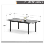 MAISON ARTS Ensemble de Salle à Manger d'Extérieur 7 Pièces / 9 Pièces avec Chaises Rembourrées en Textilène à Accoudoirs Ondulés et Table Extensible en Métal