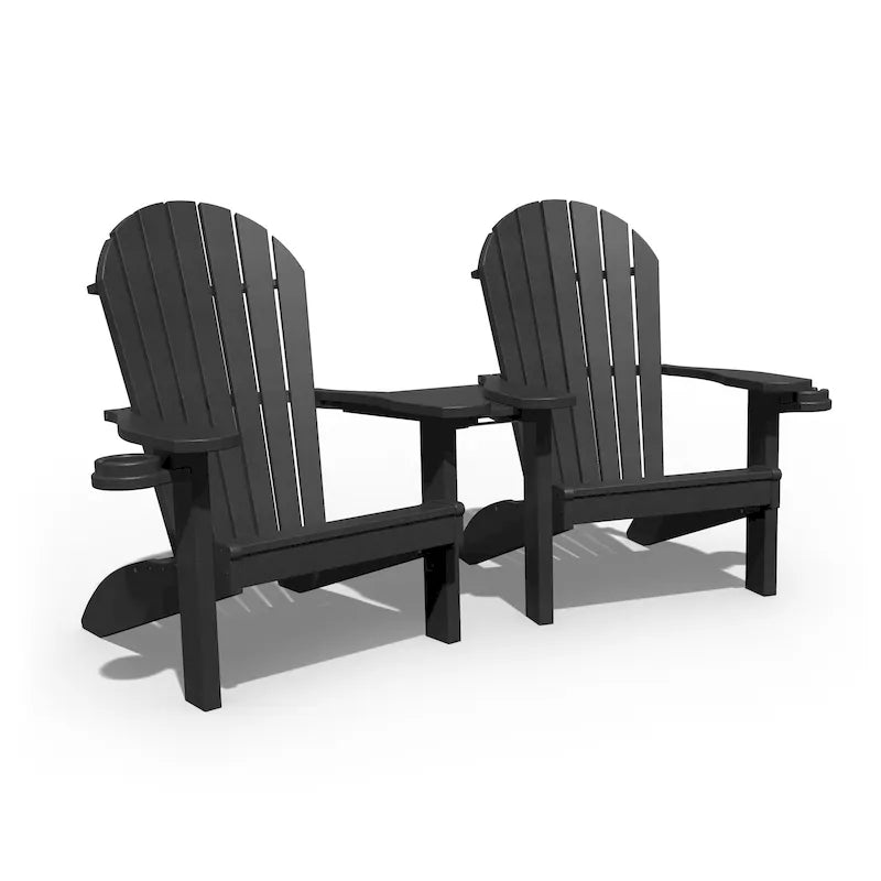 Ensemble de chaises Adirondack doubles en polyéthylène
