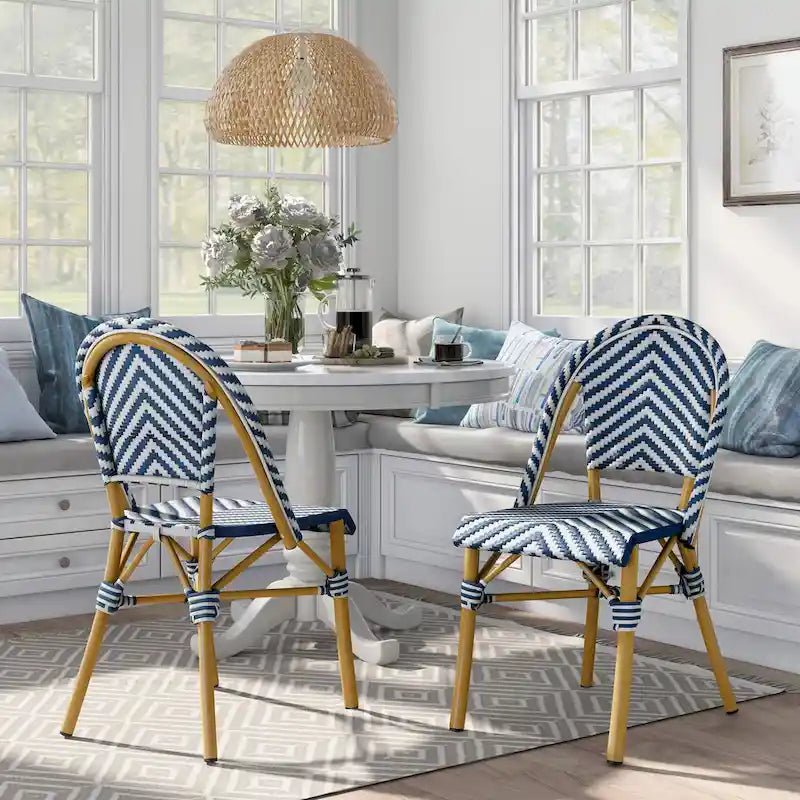 Chaises de patio en osier à chevrons Irene French (ensemble de 4) par Furniture of America - Lot de 4