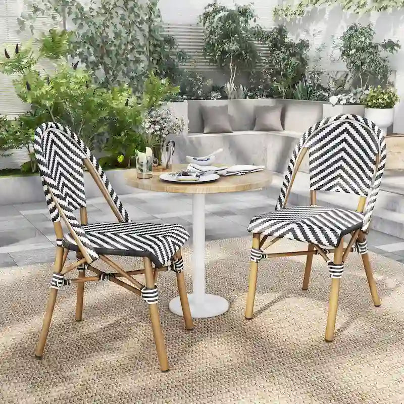 Chaises de patio en osier à chevrons Irene French (ensemble de 4) par Furniture of America - Lot de 4