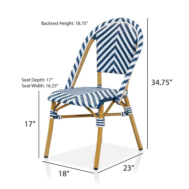 Chaises de patio en osier à chevrons Irene French (ensemble de 4) par Furniture of America - Lot de 4