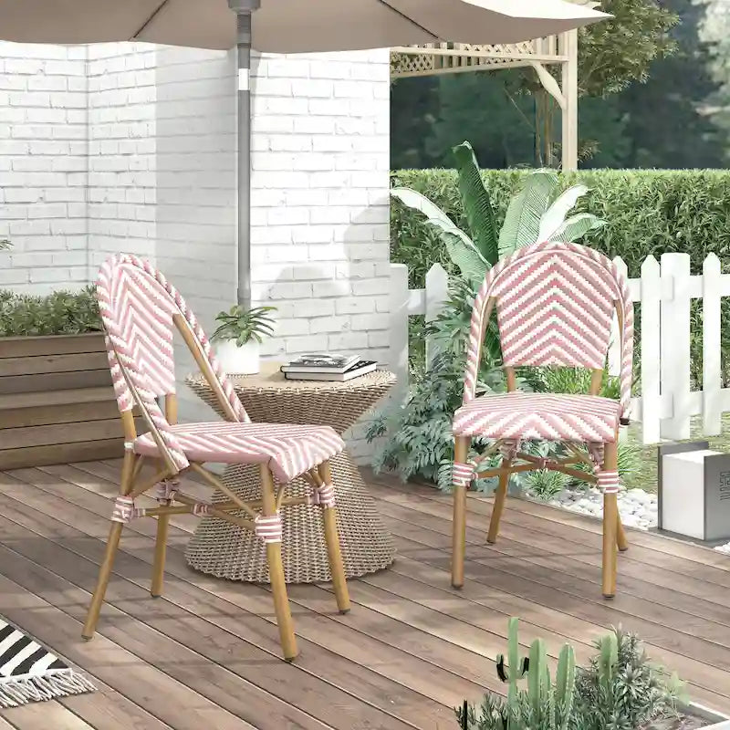 Chaises de patio en osier à chevrons Irene French (ensemble de 4) par Furniture of America - Lot de 4