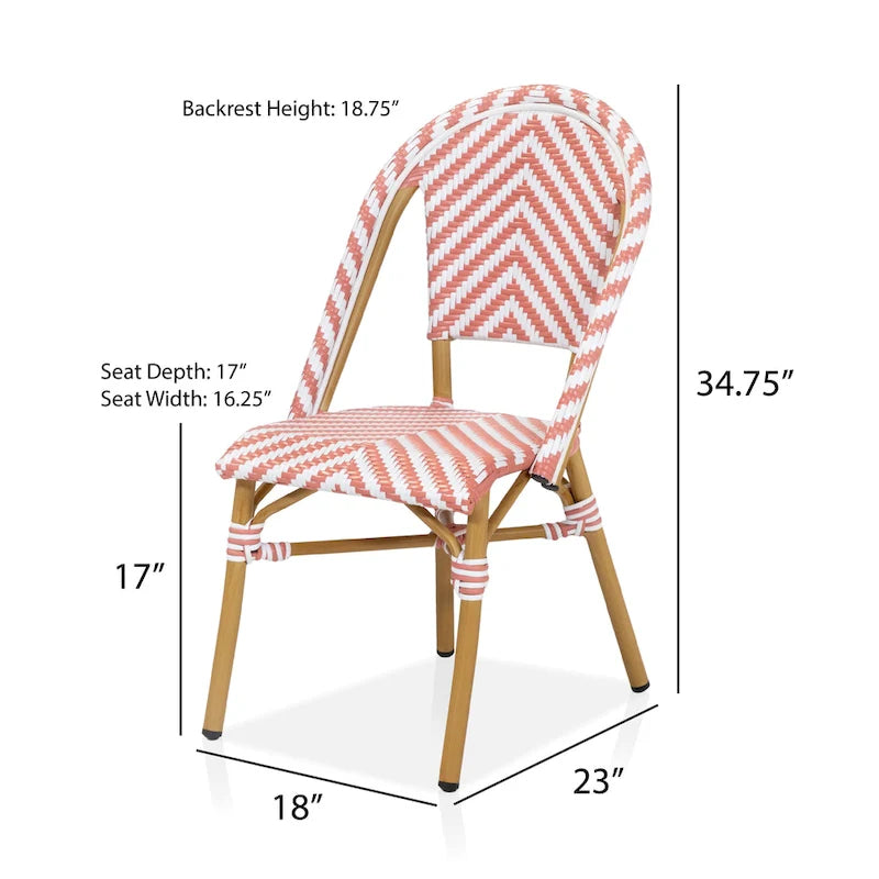 Chaises de patio en osier à chevrons Irene French (ensemble de 4) par Furniture of America - Lot de 4