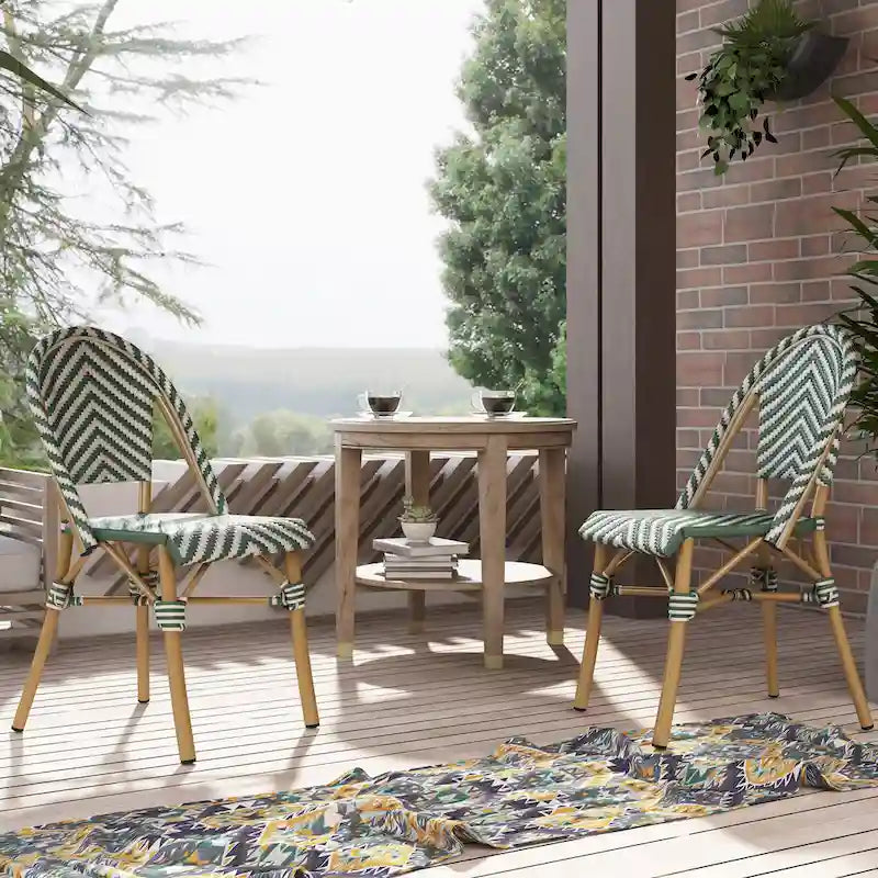 Chaises de patio en osier à chevrons Irene French (ensemble de 4) par Furniture of America - Lot de 4