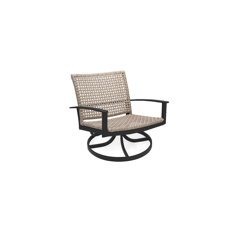 Fauteuil pivotant Winston Jasper en étain texturé et tissage hêtre