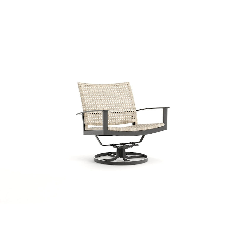 Fauteuil pivotant Winston Jasper en étain texturé et tissage hêtre