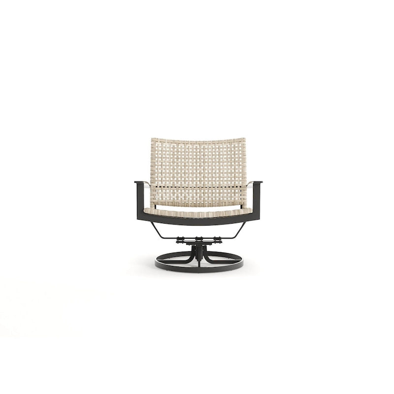 Fauteuil pivotant Winston Jasper en étain texturé et tissage hêtre