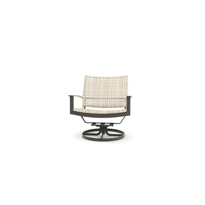Fauteuil pivotant Winston Jasper en étain texturé et tissage hêtre