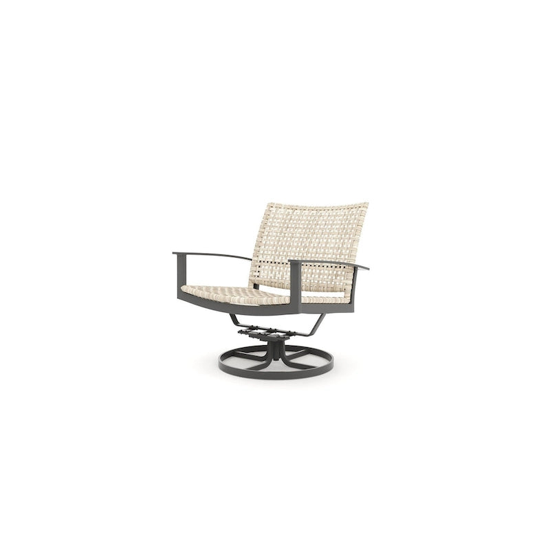 Fauteuil pivotant Winston Jasper en étain texturé et tissage hêtre