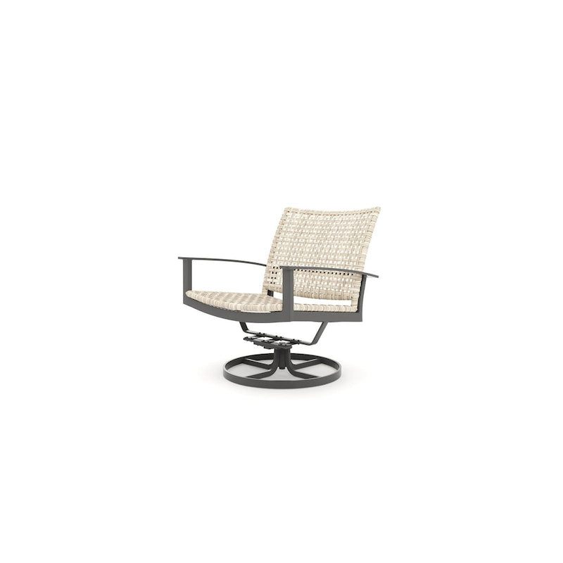 Fauteuil pivotant Winston Jasper en étain texturé et tissage hêtre