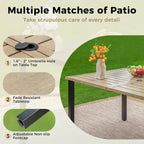Ensemble de salle à manger de jardin 7 pièces, 6 chaises de salle à manger en résine tressée avec dossier en textilène et 1 table de salle à manger en métal