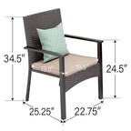 Ensemble de salle à manger de jardin 7 pièces, 6 chaises de salle à manger en résine tressée avec dossier en textilène et 1 table de salle à manger en métal
