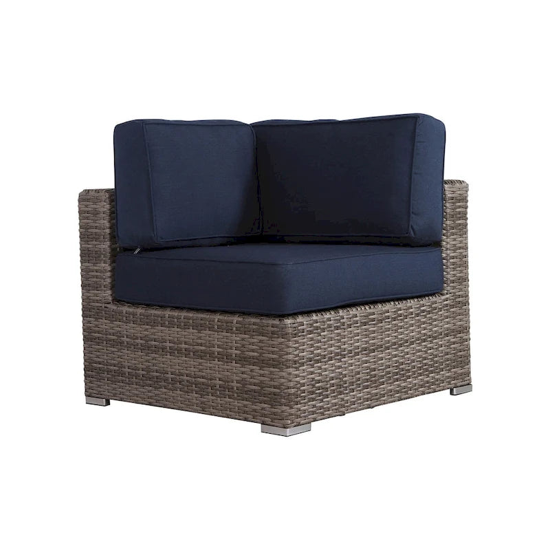 Ensemble de conversation 7 pièces en osier avec coussin LSI Verona