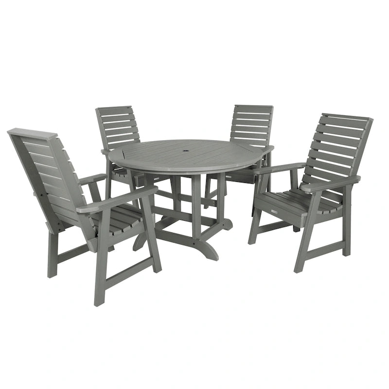 Ensemble de salle à manger d'extérieur 5 pièces Weatherly – Table ronde 48 pouces, hauteur repas
