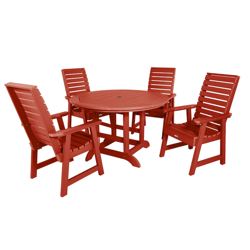 Ensemble de salle à manger d'extérieur 5 pièces Weatherly – Table ronde 48 pouces, hauteur repas