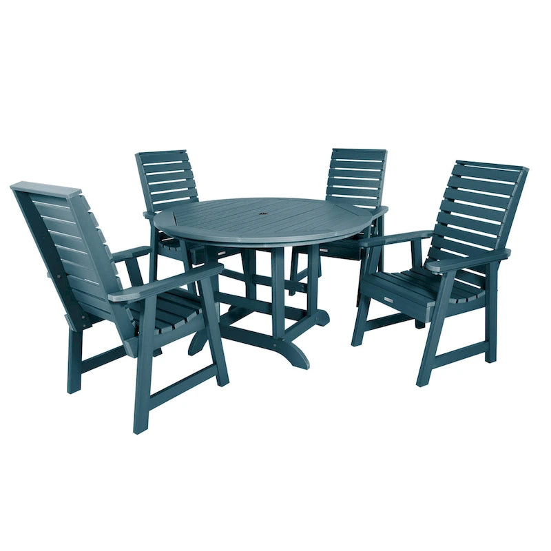 Ensemble de salle à manger d'extérieur 5 pièces Weatherly – Table ronde 48 pouces, hauteur repas