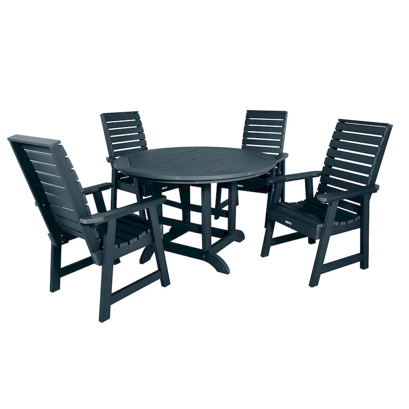 Ensemble de salle à manger d'extérieur 5 pièces Weatherly – Table ronde 48 pouces, hauteur repas