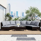 Ensemble de canapés de jardin modulables en rotin, demi-lune, avec coussins et table