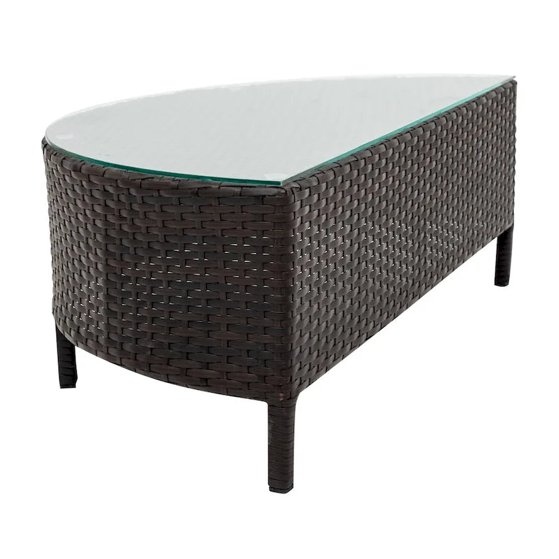 Ensemble de canapés de jardin modulables en rotin, demi-lune, avec coussins et table