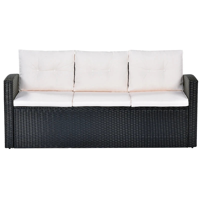 Ensemble de salon de jardin modulable en rotin toutes saisons de 6 pièces