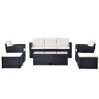 Ensemble de salon de jardin modulable en rotin toutes saisons de 6 pièces